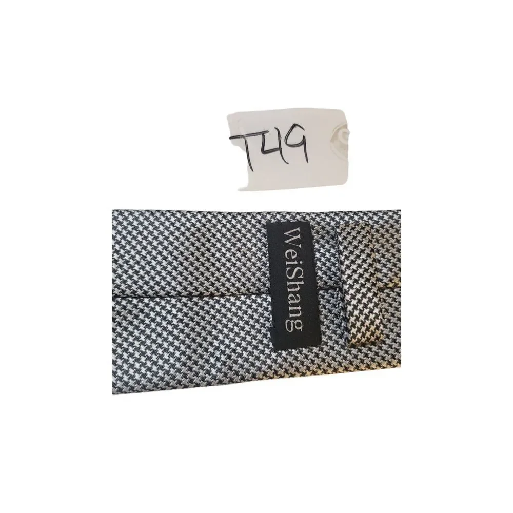 Weishang Mens Black White Hand Made‎ 100% Silk Neck Tie Made In China Luxury